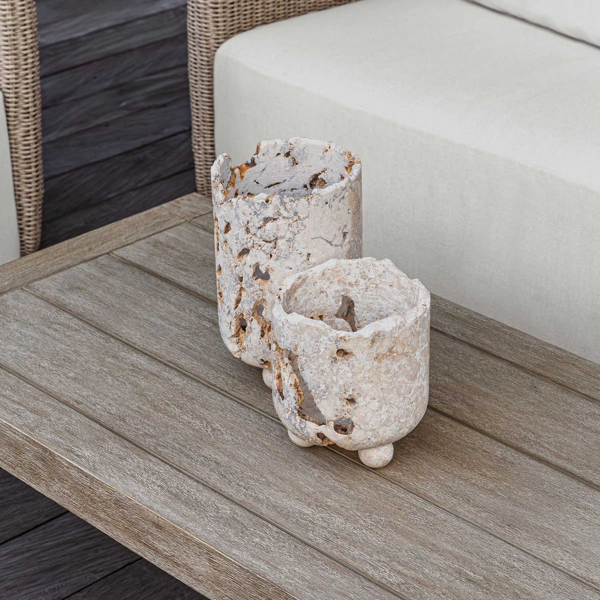 Quarried Stone Candleholders, S/2 Candle Holders| Uttermost