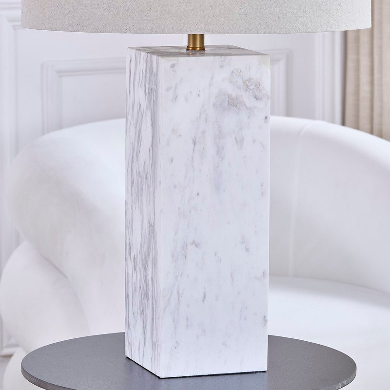 Quartz Grey Marble Table Lamp - Al Rugaib Furniture