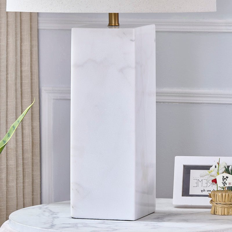 Quartz White MarbleTable Lamp - Al Rugaib Furniture