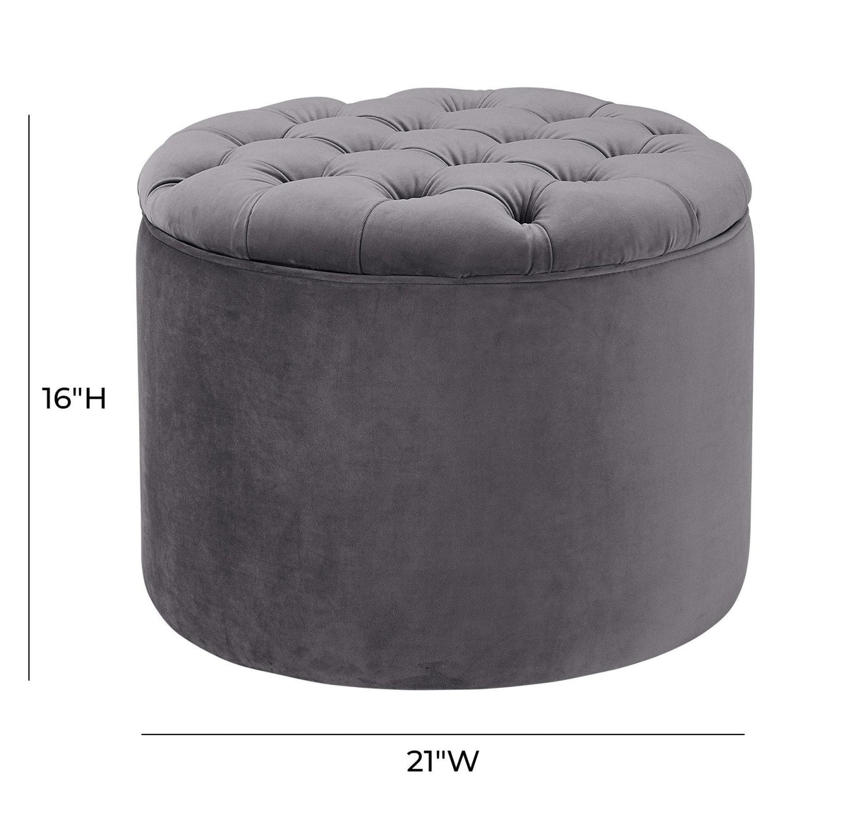 Queen Grey Velvet Storage Ottoman Ottomans| TOV