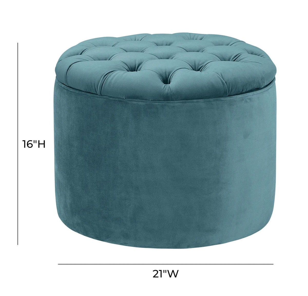 Queen Sea Blue Velvet Storage Ottoman Ottomans| TOV