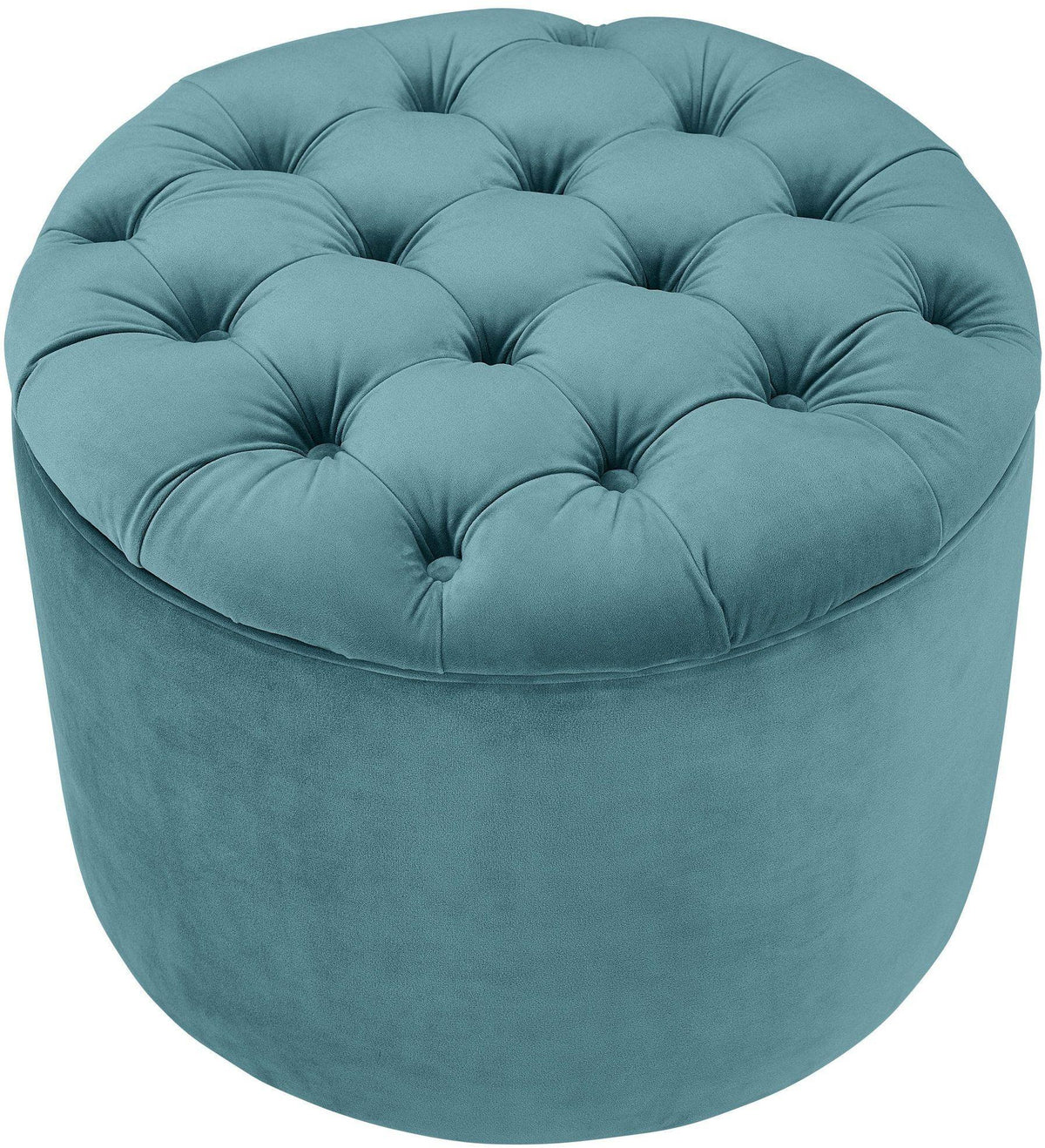 Queen Sea Blue Velvet Storage Ottoman Ottomans| TOV