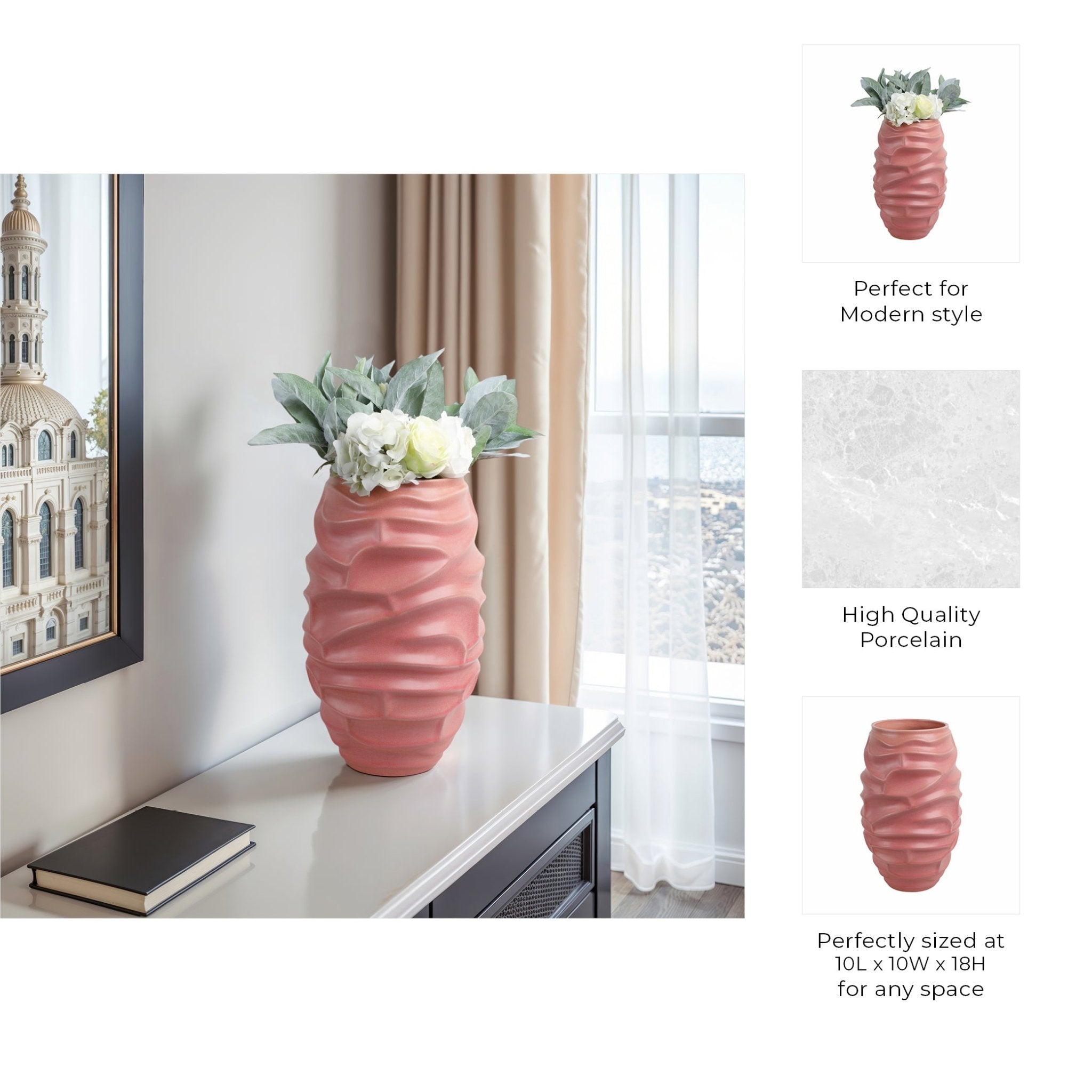 qunlan Porcelain Vase, Bean Red Vases and Jars| Sagebrook Home