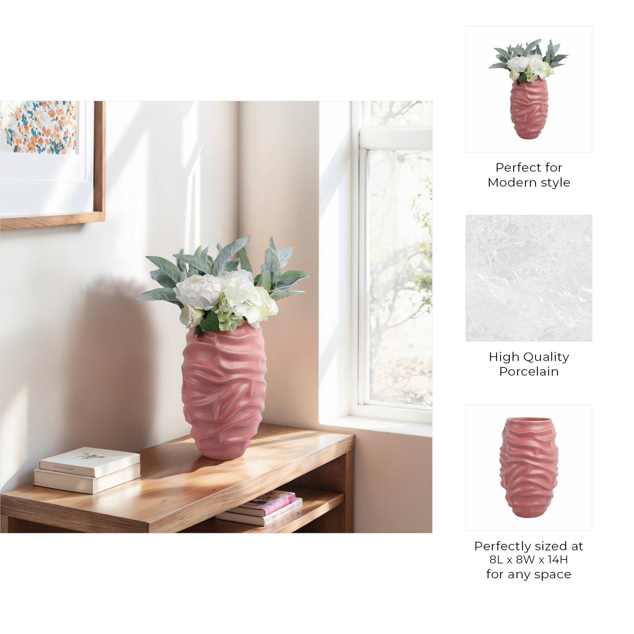 qunlan Porcelain Vase, Bean Red Vases and Jars| Sagebrook Home