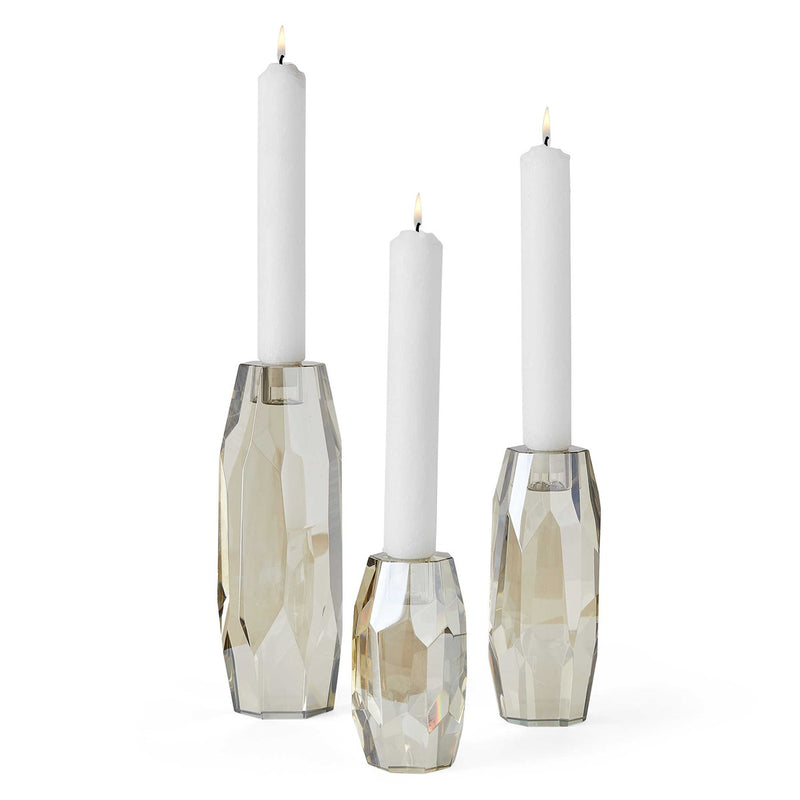 Multifaceted Taper Candleholders - Crystal, S/3