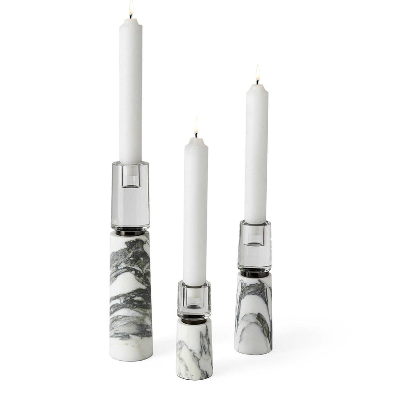Optic Candleholders - Marble, S/3