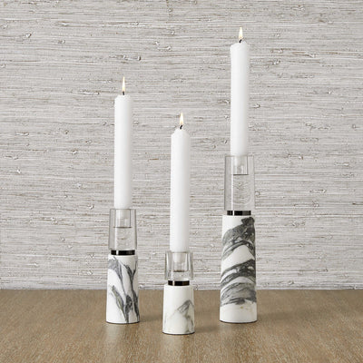 Optic Candleholders - Marble, S/3