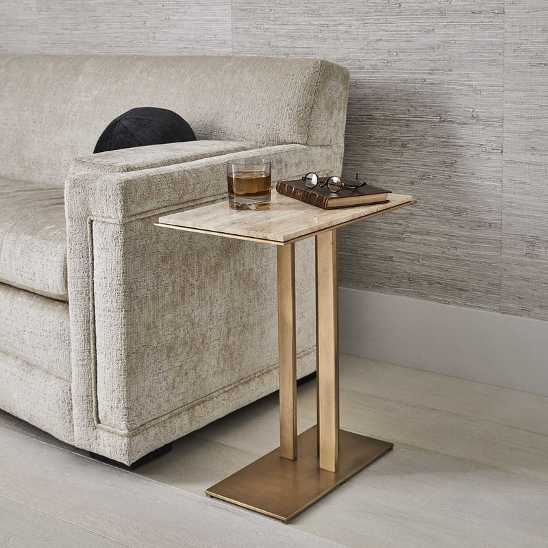 Cantilever Accent Table - Travertine