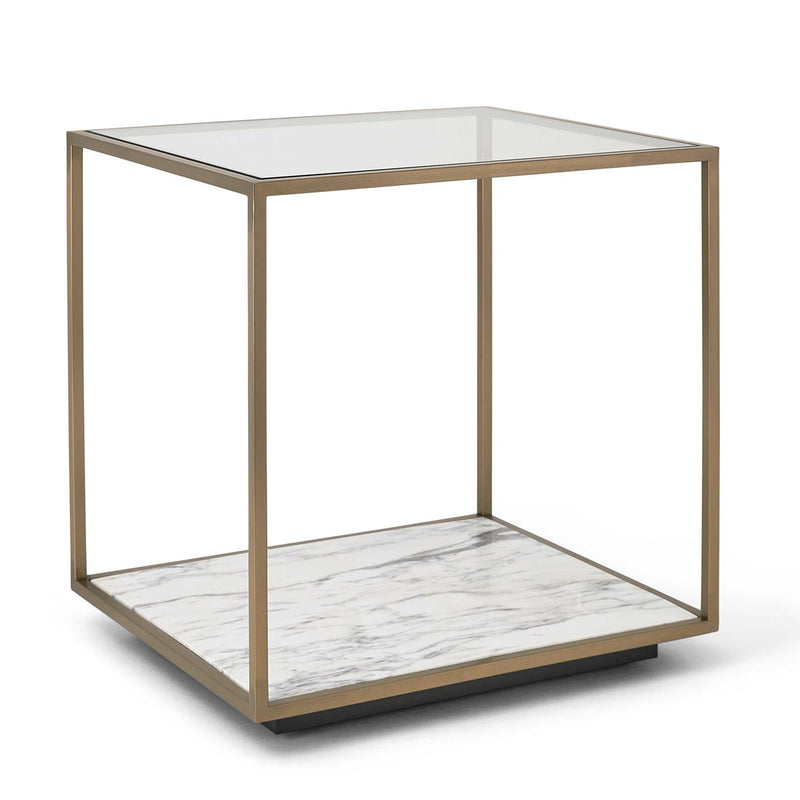 Floating Plane End Table - Marble/Brass