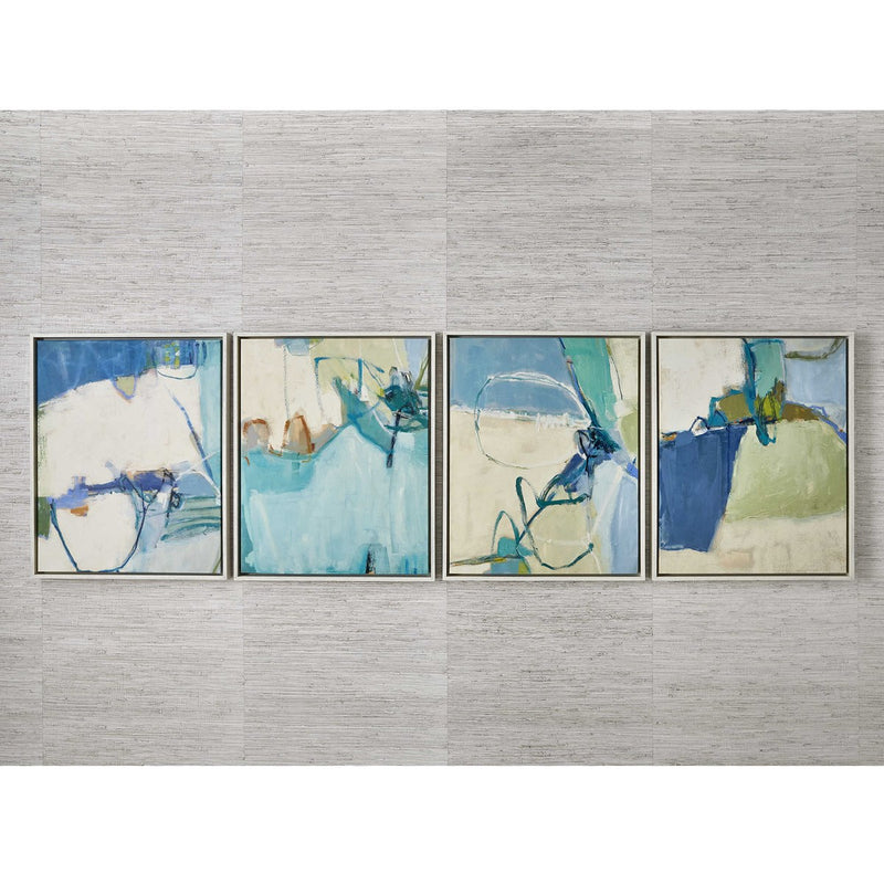 Cool Outlook Framed Canvases, S/4