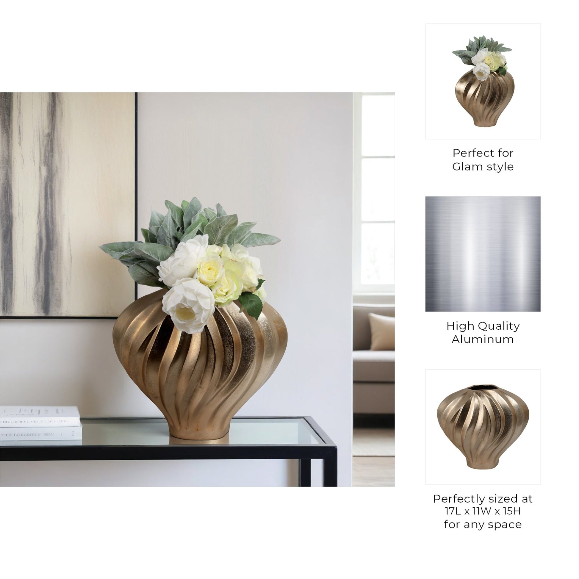 Racine Gold Vase Vases and Jars| Sagebrook Home