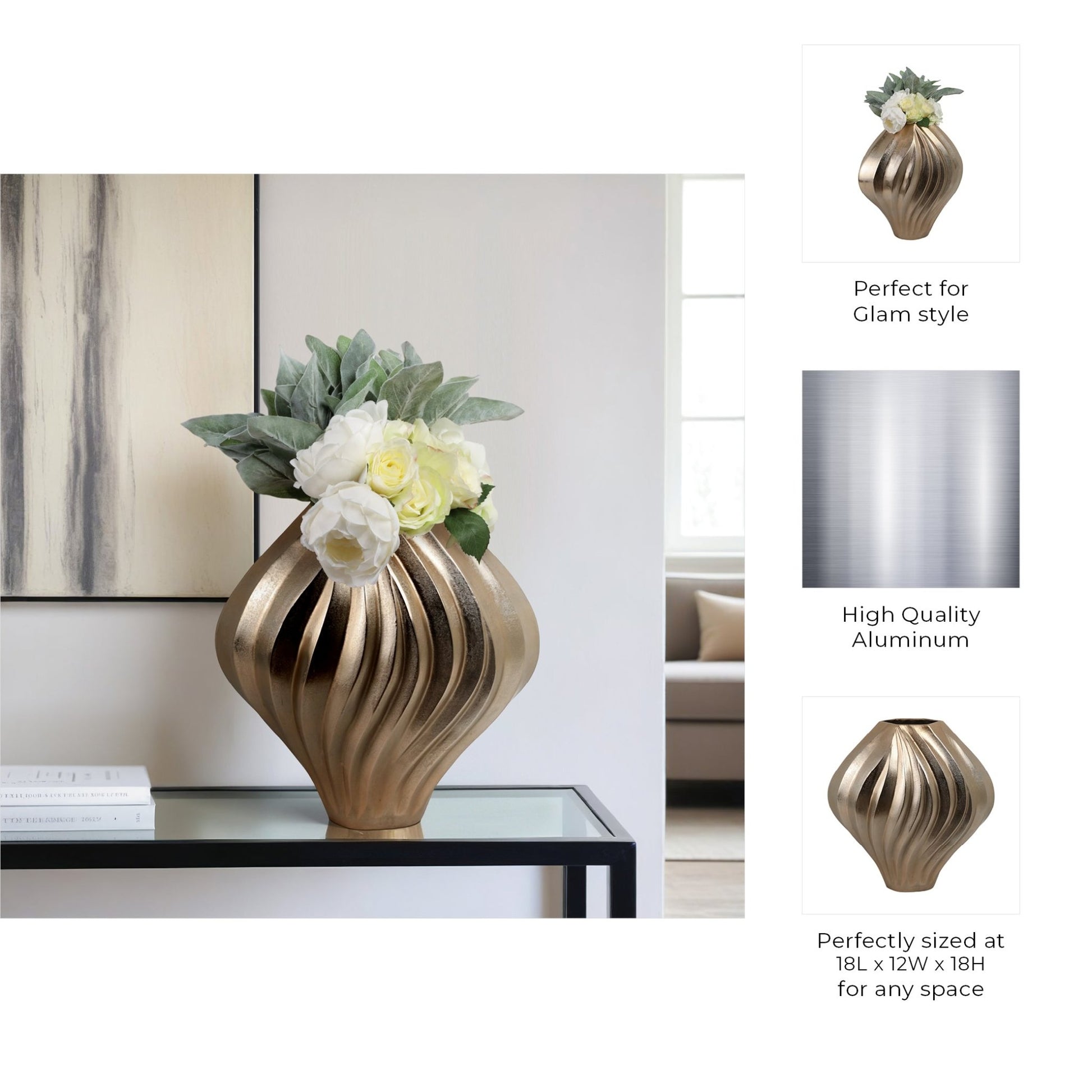 Racine Gold Vase Vases and Jars| Sagebrook Home