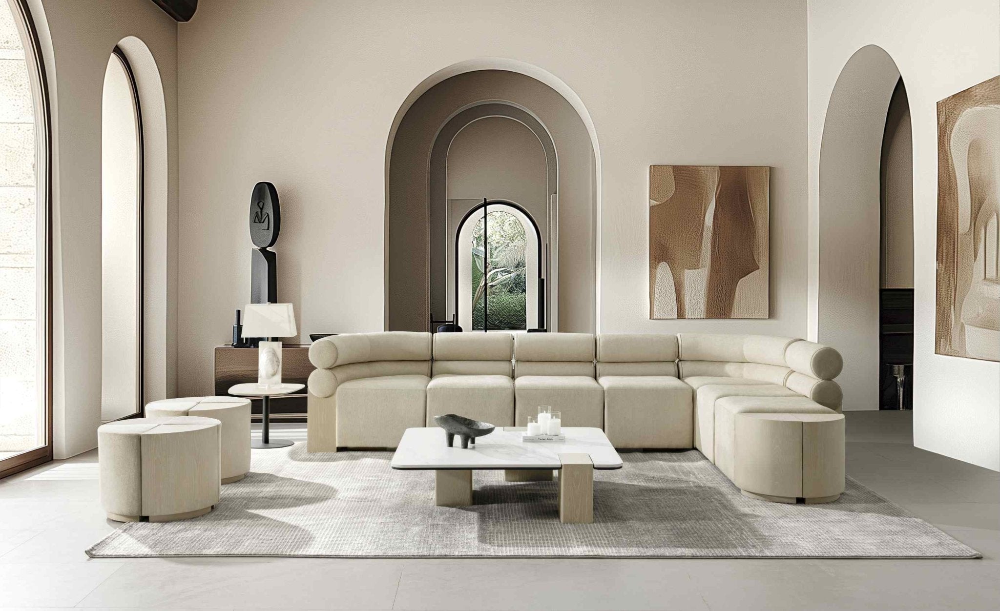 Raghad&Aseel Modular Fabric 1/4 Sector Ottoman Sectionals| Roots Furniture