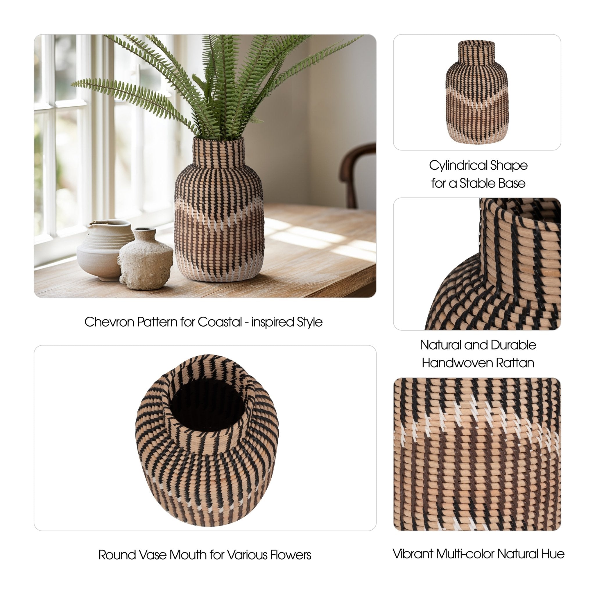 RATTAN, 13"H WOVEN VASE, MULTI Vases and Jars| Sagebrook Home