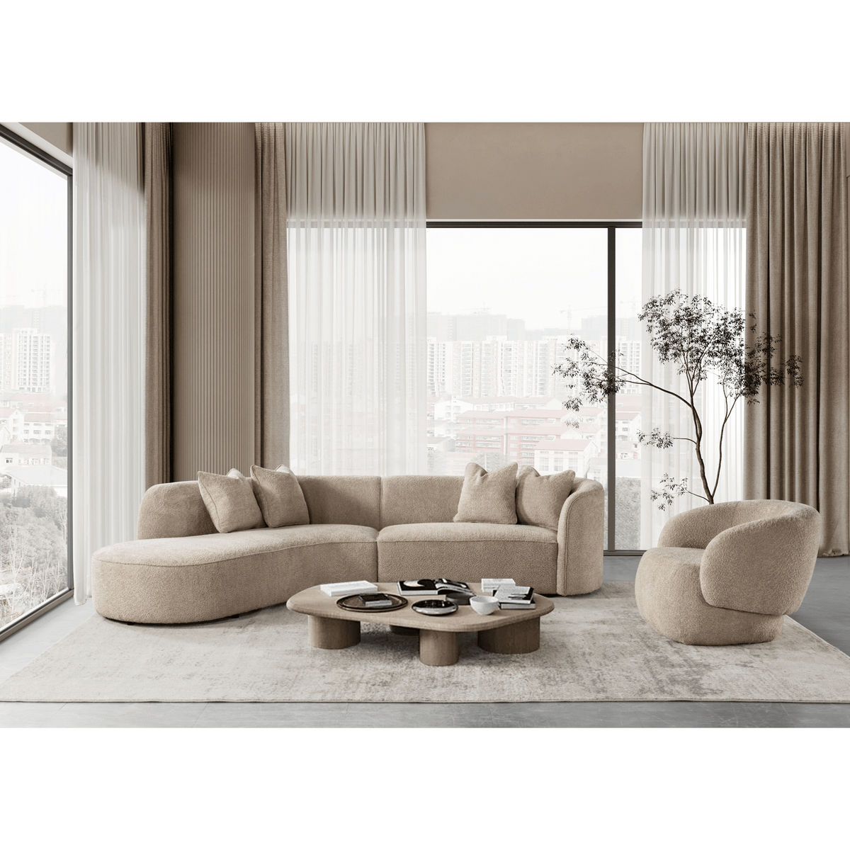 Raya Beige Sectional (Left Chaise + Right Arm) Sectionals| Roots Furniture