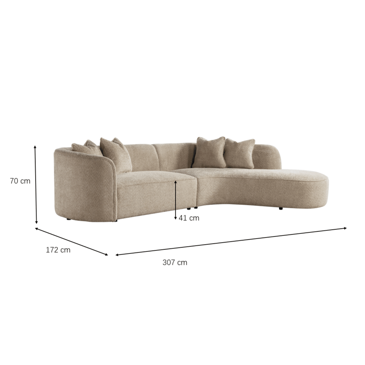 Raya Beige Sectional (Left Chaise + Right Arm) Sectionals| Roots Furniture