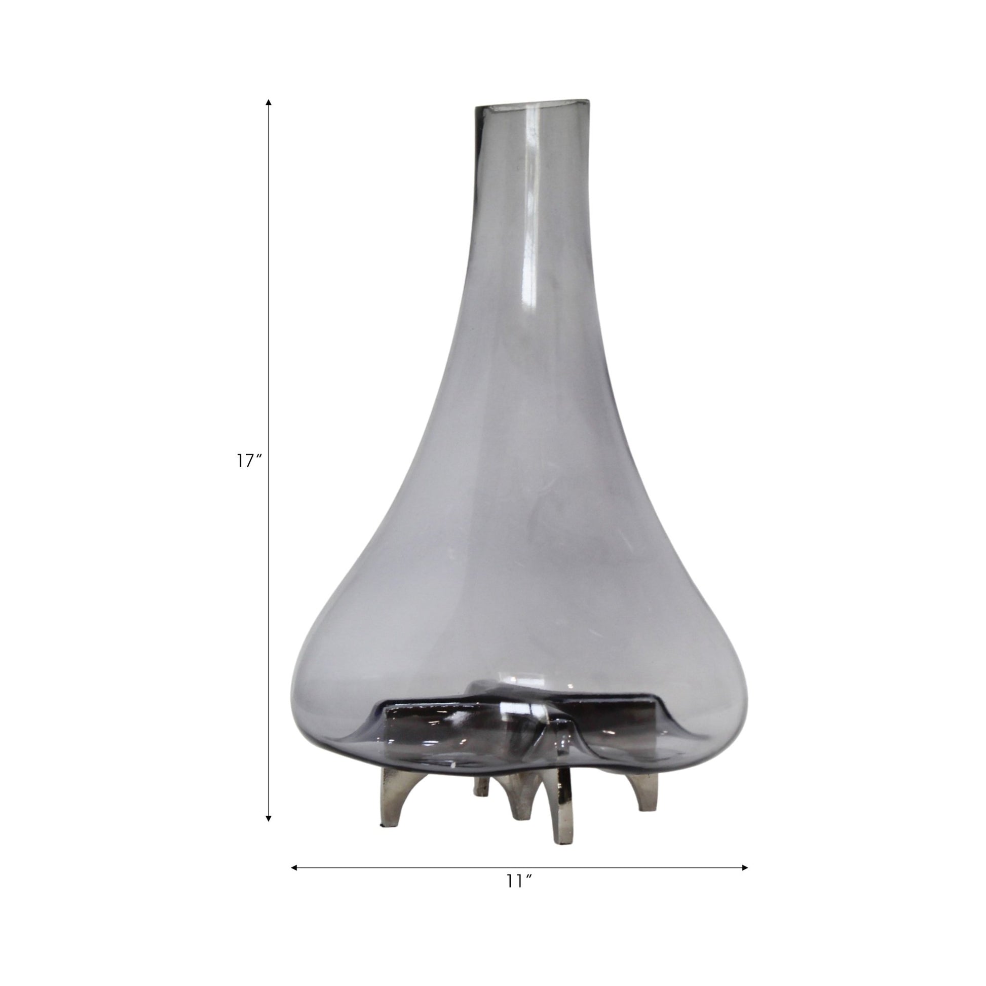Raylor Glass Vase With Metal Base Vases and Jars| Sagebrook Home
