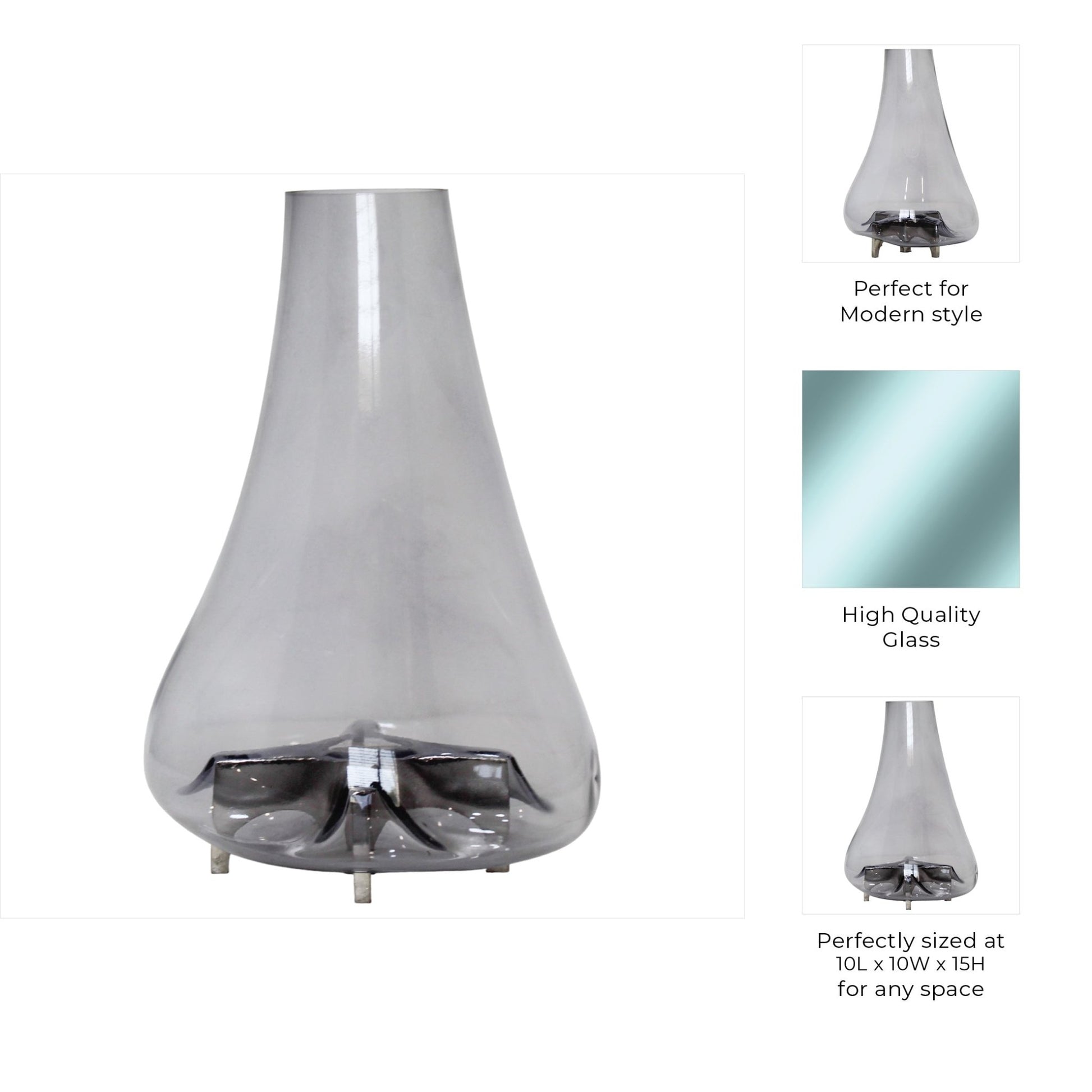 Raylor Glass Vase With Metal Base Vases and Jars| Sagebrook Home