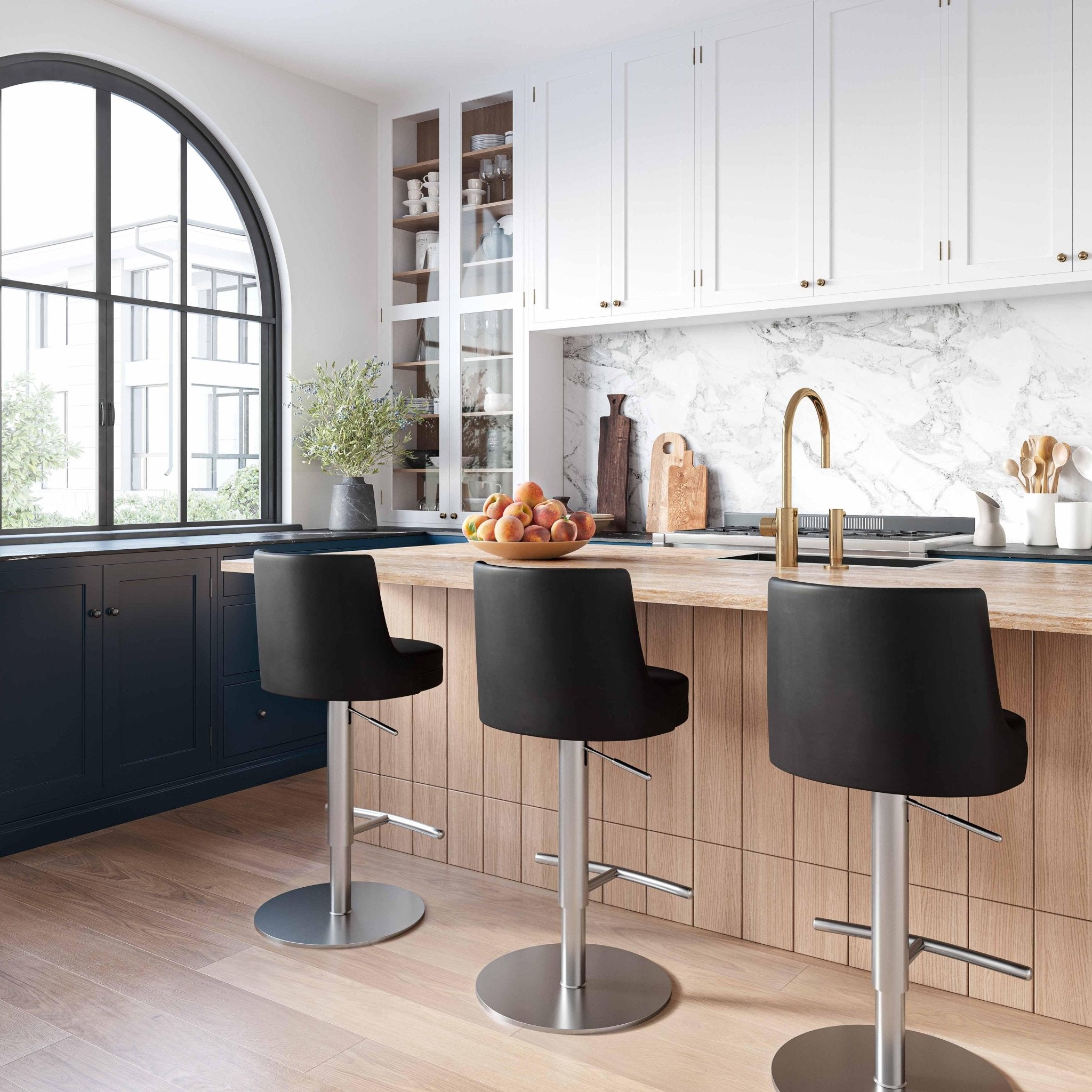 Reagan Black and Silver Adjustable Stool Stools| TOV