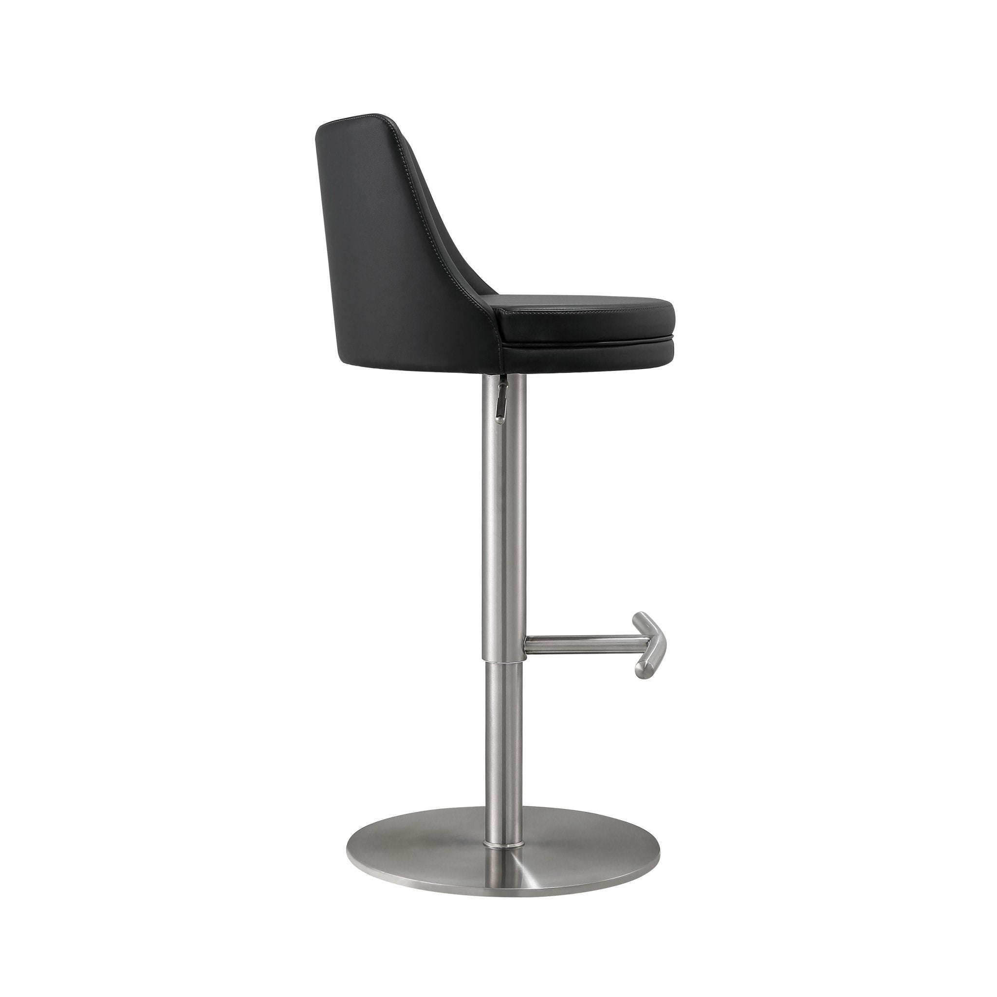 Reagan Black and Silver Adjustable Stool Stools| TOV
