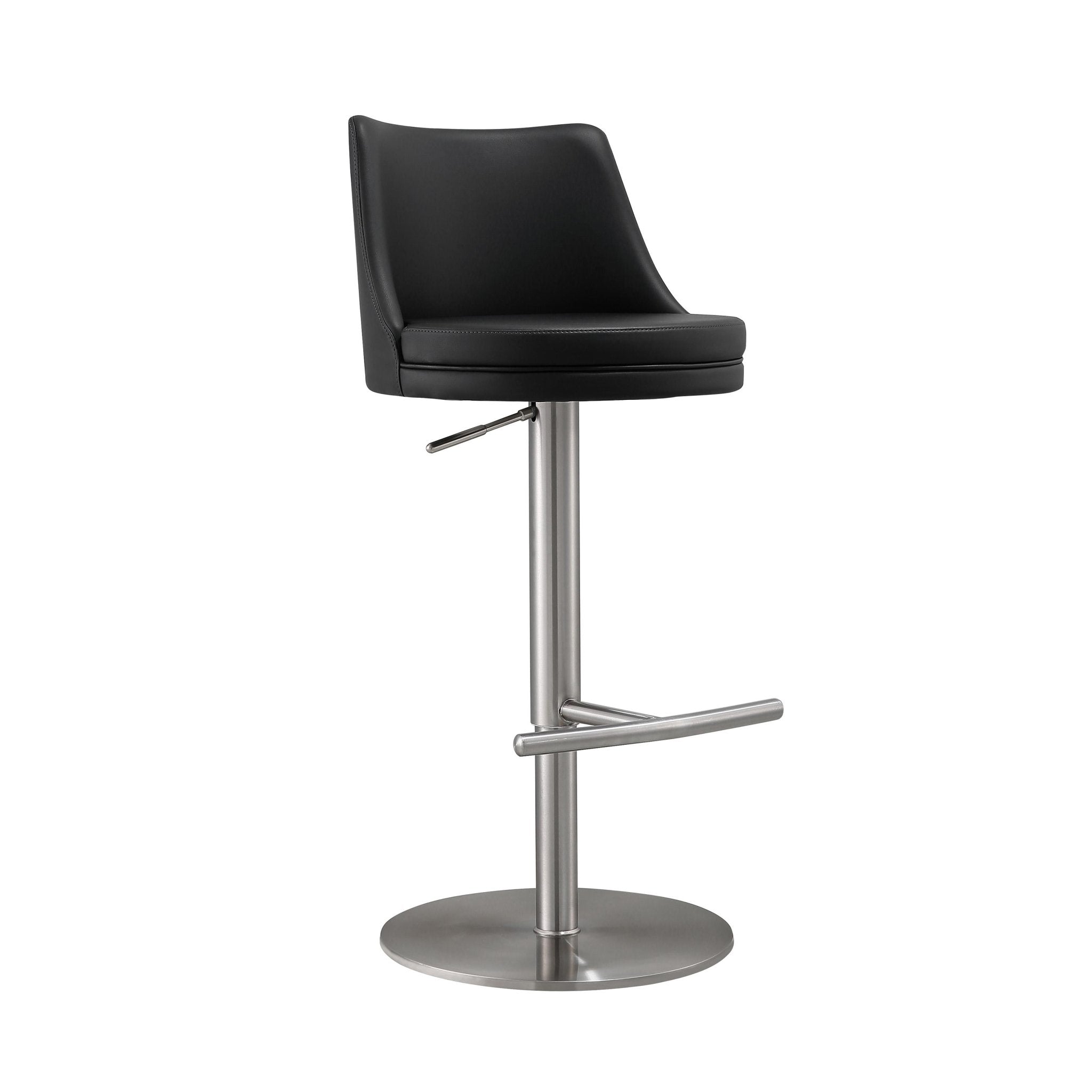 Reagan Black and Silver Adjustable Stool Stools| TOV
