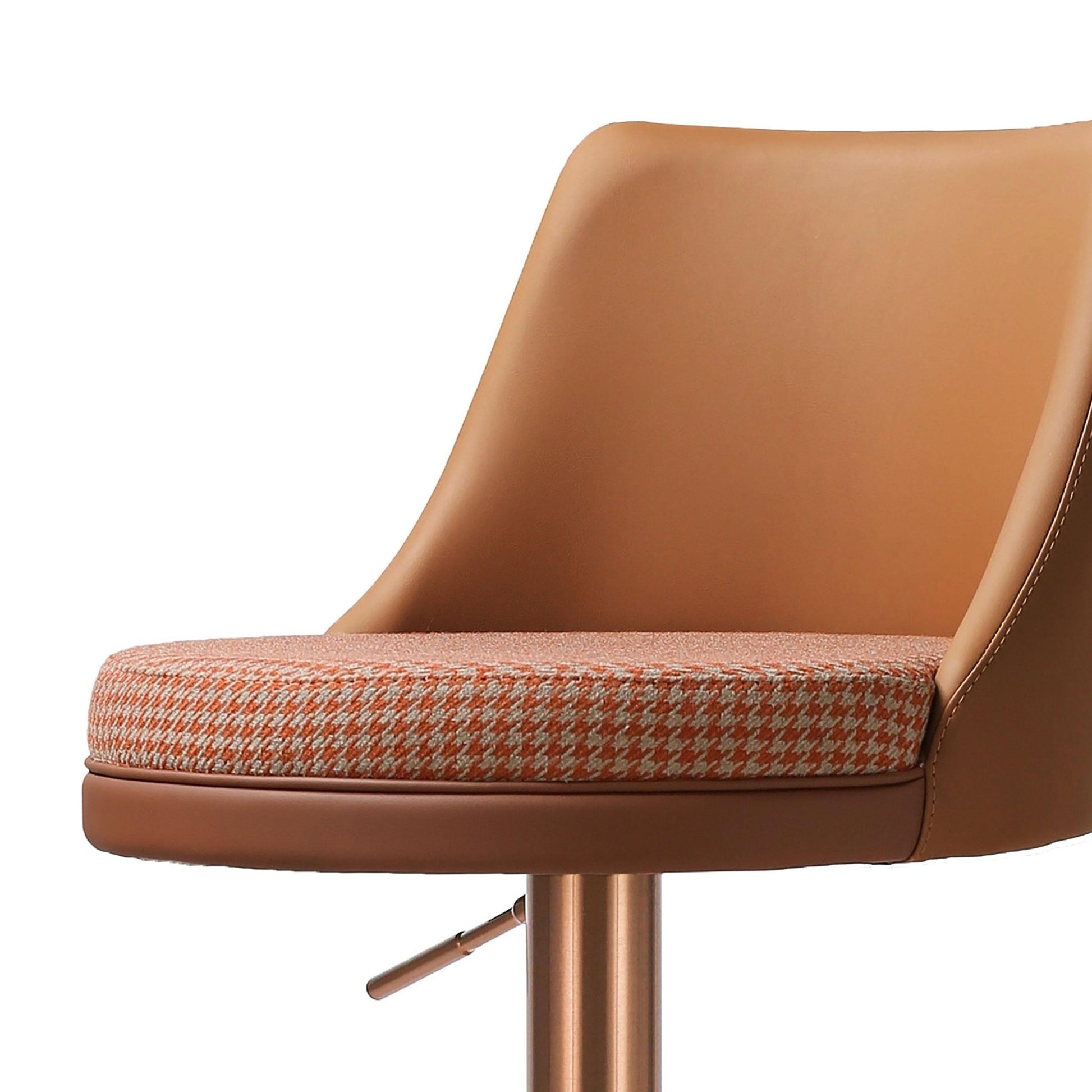 Reagan Cafe Au Lait Houndstooth Adjustable Swivel Stool Stools| TOV