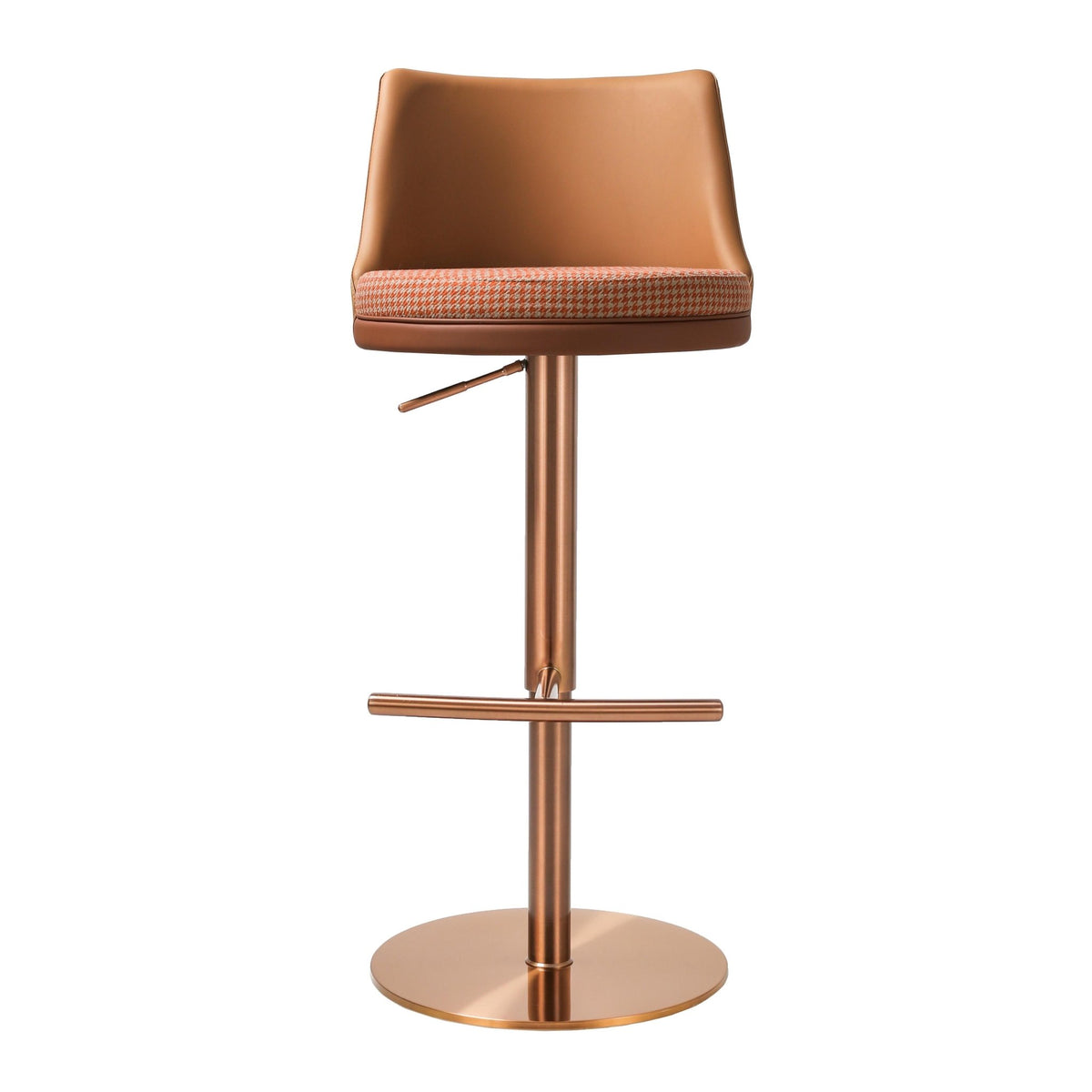 Reagan Cafe Au Lait Houndstooth Adjustable Swivel Stool Stools| TOV