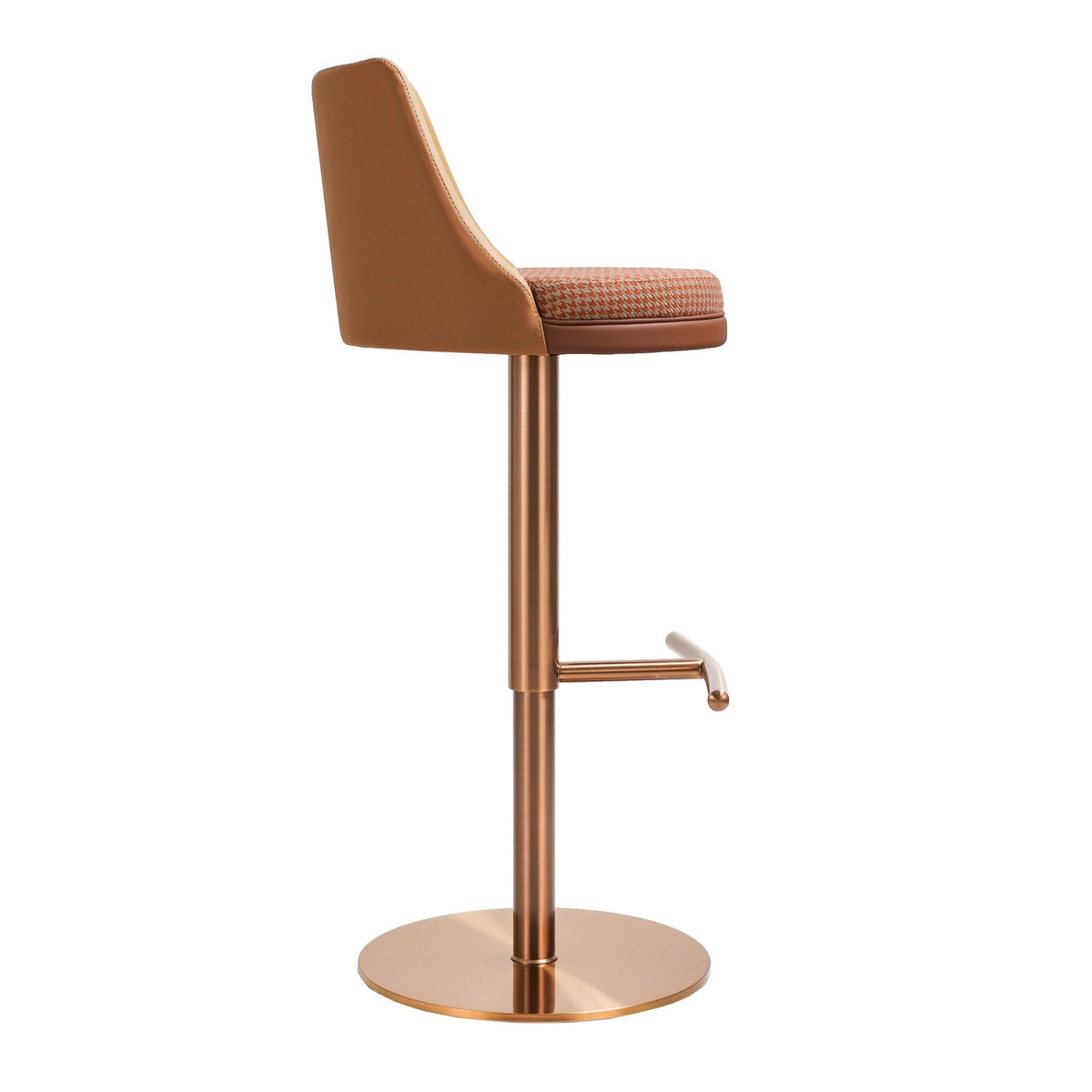 Reagan Cafe Au Lait Houndstooth Adjustable Swivel Stool Stools| TOV