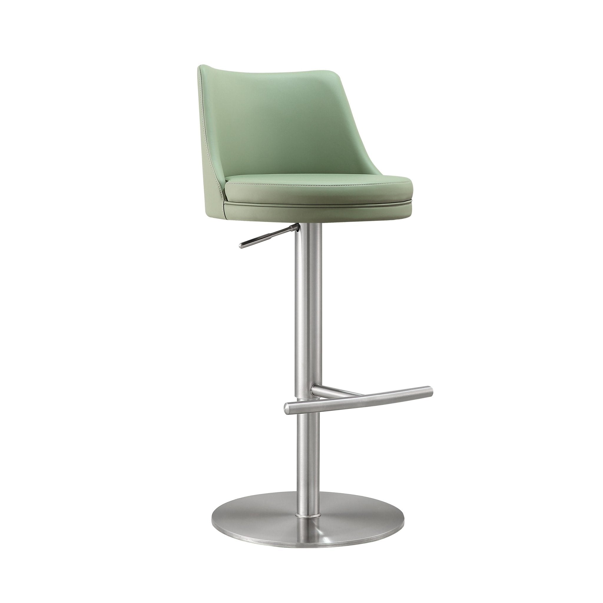Reagan Sea Foam Green and Silver Adjustable Stool Stools| TOV