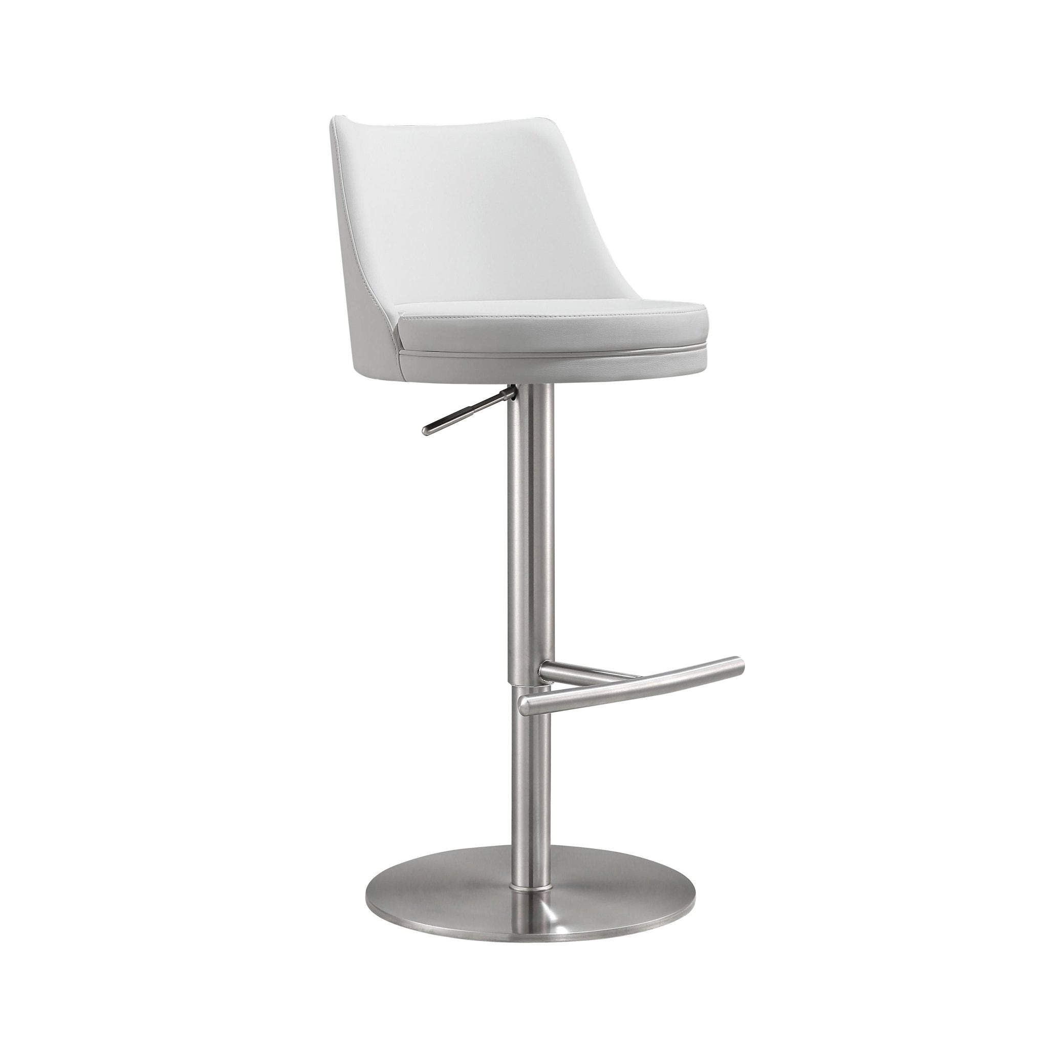 Reagan White and Silver Adjustable Stool Stools| TOV