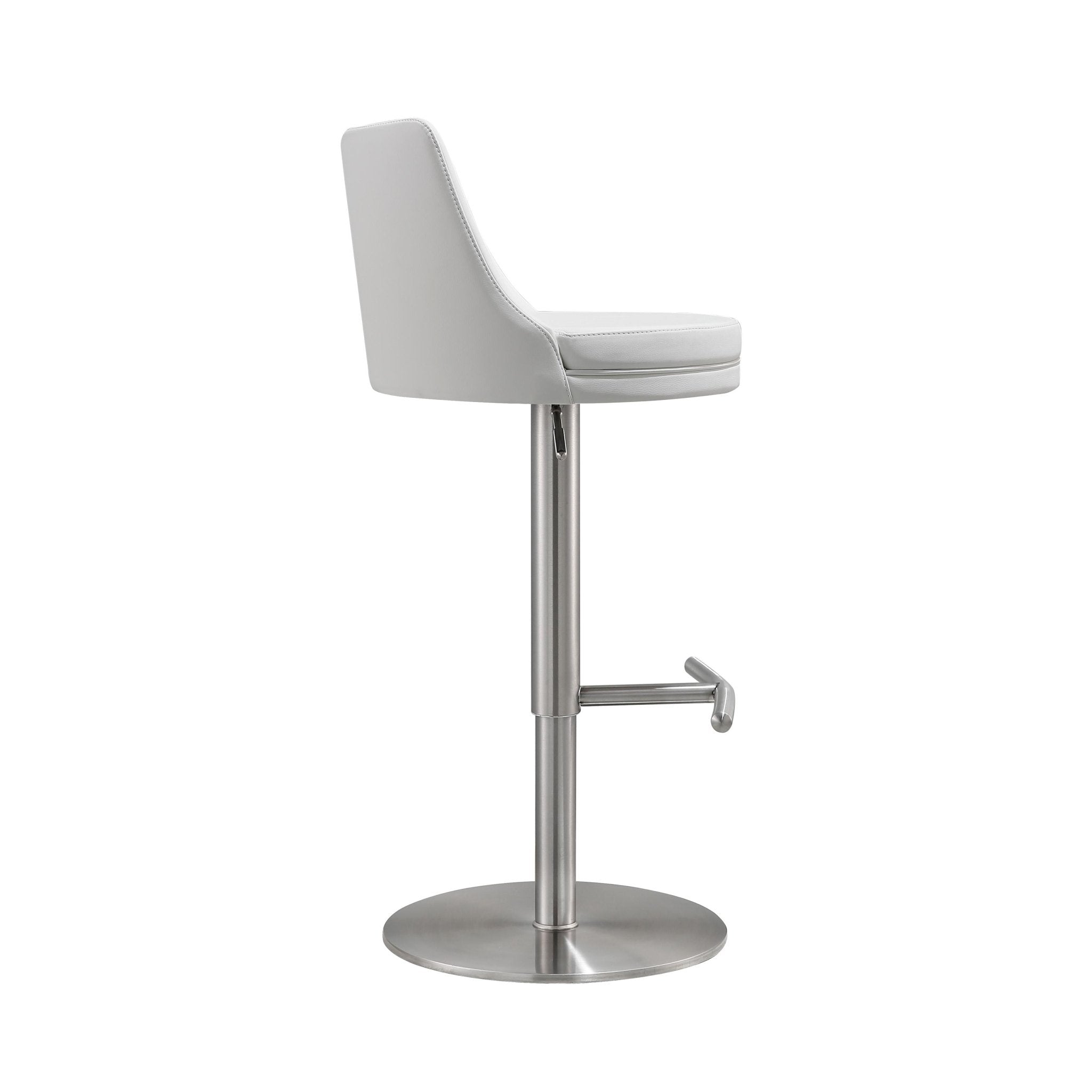 Reagan White and Silver Adjustable Stool Stools| TOV