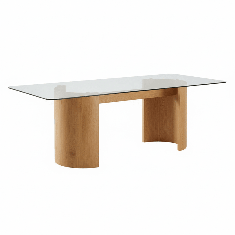 Rectangular Clear Brown Glass Dining Set Valencia – Warm brown tone with glass elegance Dining Set| Otath