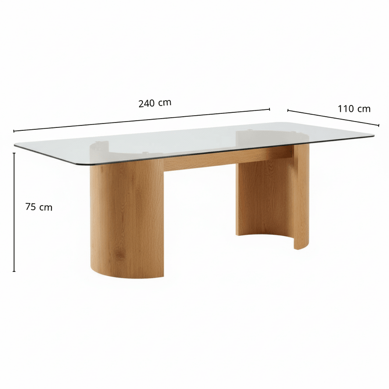 Rectangular Clear Brown Glass Dining Set Valencia – Warm brown tone with glass elegance Dining Set| Otath