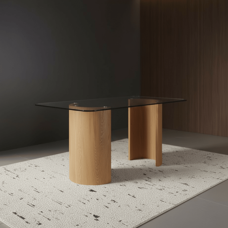 Rectangular Clear Brown Glass Dining Set Valencia – Warm brown tone with glass elegance Dining Set| Otath