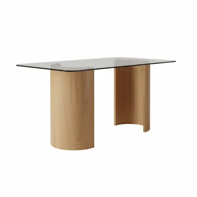 Rectangular Clear Brown Glass Dining Set Valencia – Warm brown tone with glass elegance Dining Set| Otath