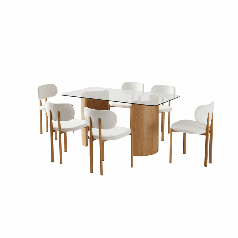 Rectangular Clear Brown Glass Dining Set Valencia – Warm brown tone with glass elegance Dining Set| Otath