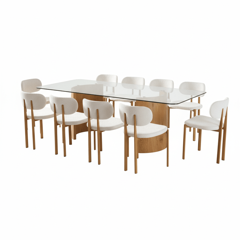 Rectangular Clear Brown Glass Dining Set Valencia – Warm brown tone with glass elegance Dining Set| Otath