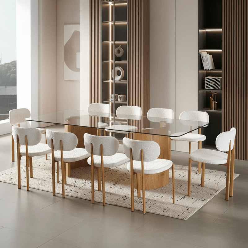 Rectangular Clear Brown Glass Dining Set Valencia – Warm brown tone with glass elegance Dining Set| Otath