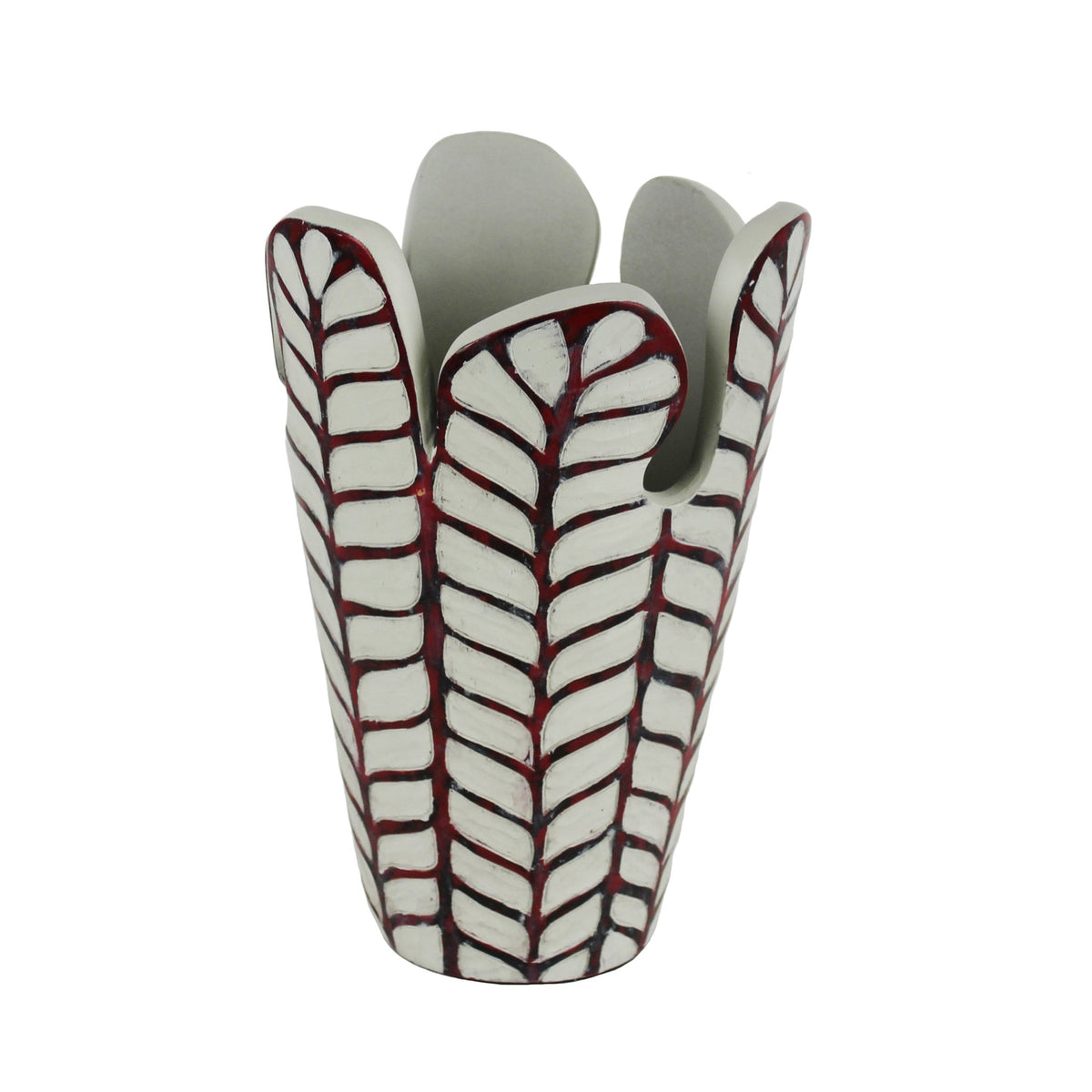 RED/GRAY RESIN LEAF VASE 10.5" Vases and Jars| Sagebrook Home