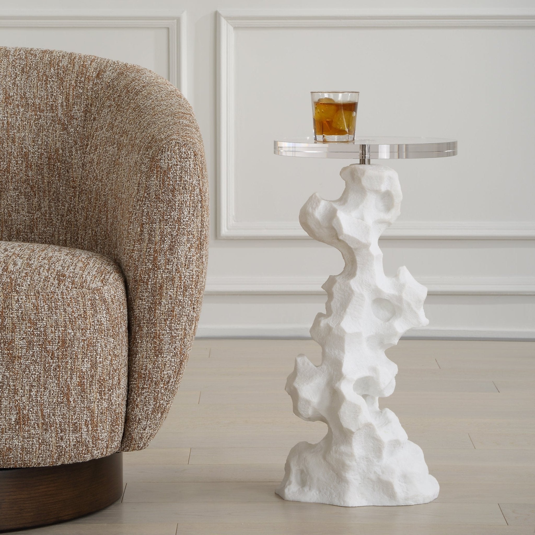 Remnant White Stone Drink Table Accent & End Tables| Uttermost