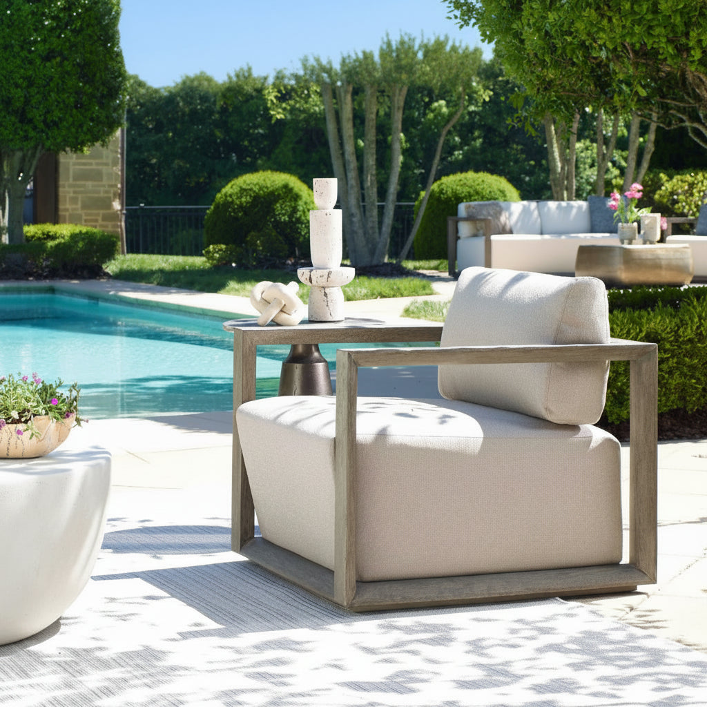 Remsen Outdoor Weathered Gray/Dove Lounge Chair Outdoor Chairs| Uttermost