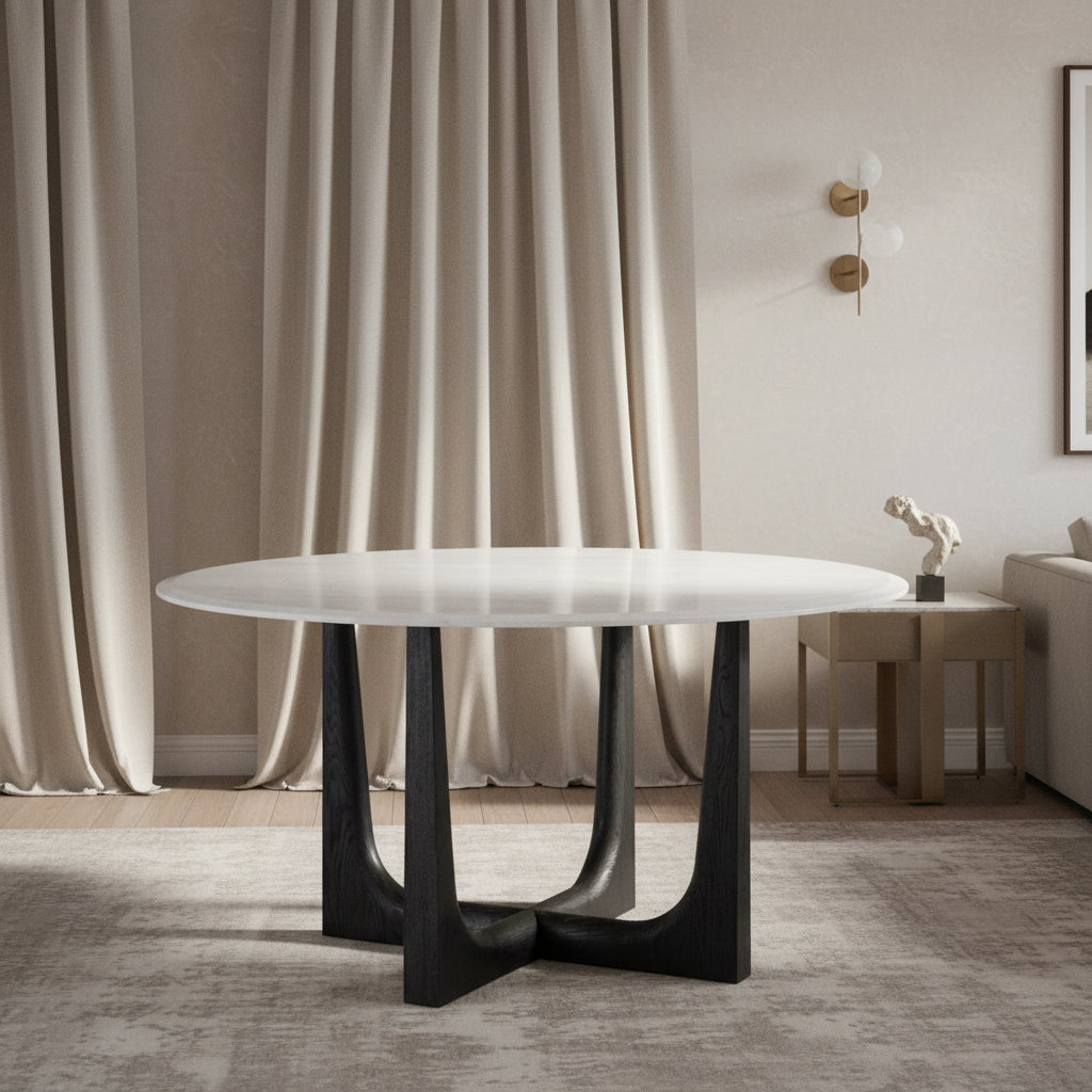 Repose - Repose Marble Round Dining Table Dining Tables| Theodore Alexander