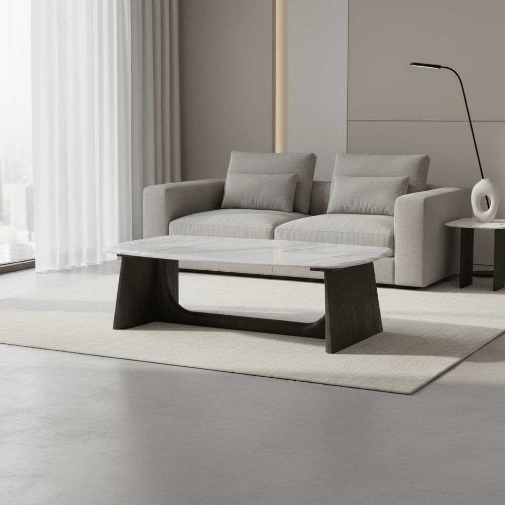 Repose - Repose Wooden Coffee Table Marble Top Coffee Tables| Theodore Alexander