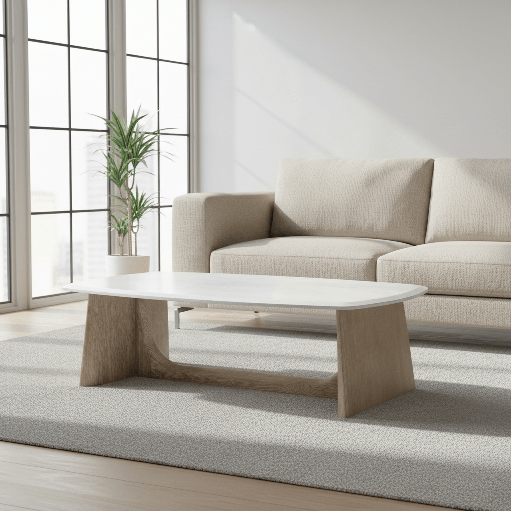 Repose - Repose Wooden Coffee Table Marble Top Coffee Tables| Theodore Alexander