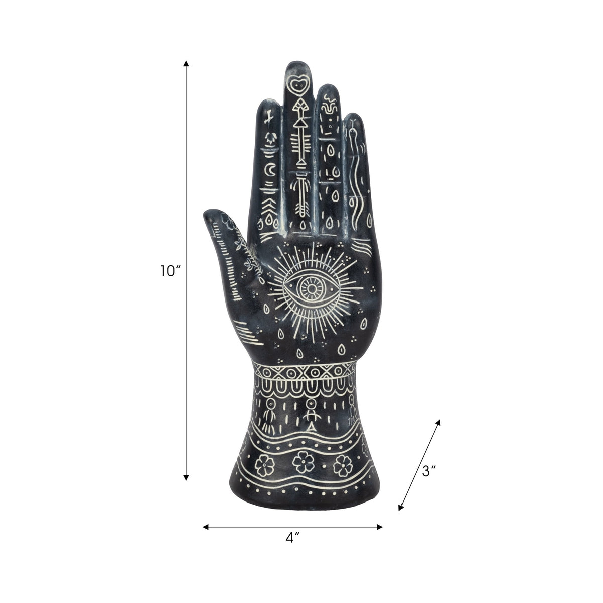 RESIN, 10" TATTOO HAND, BLACK | Sagebrook Home