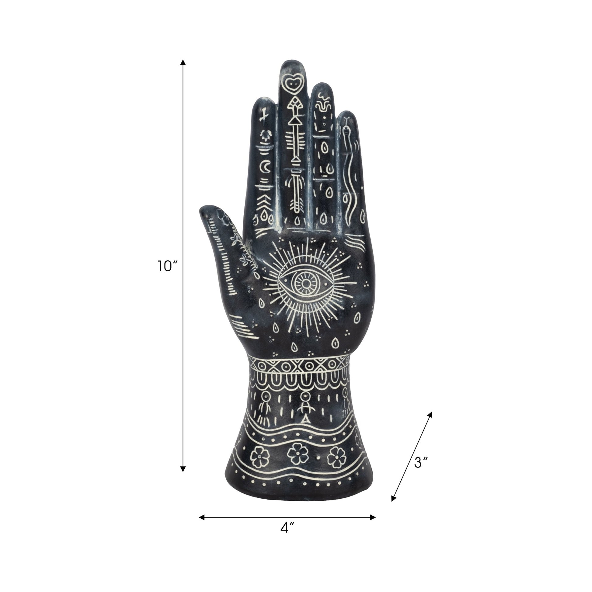 RESIN, 10" TATTOO HAND, BLACK | Sagebrook Home