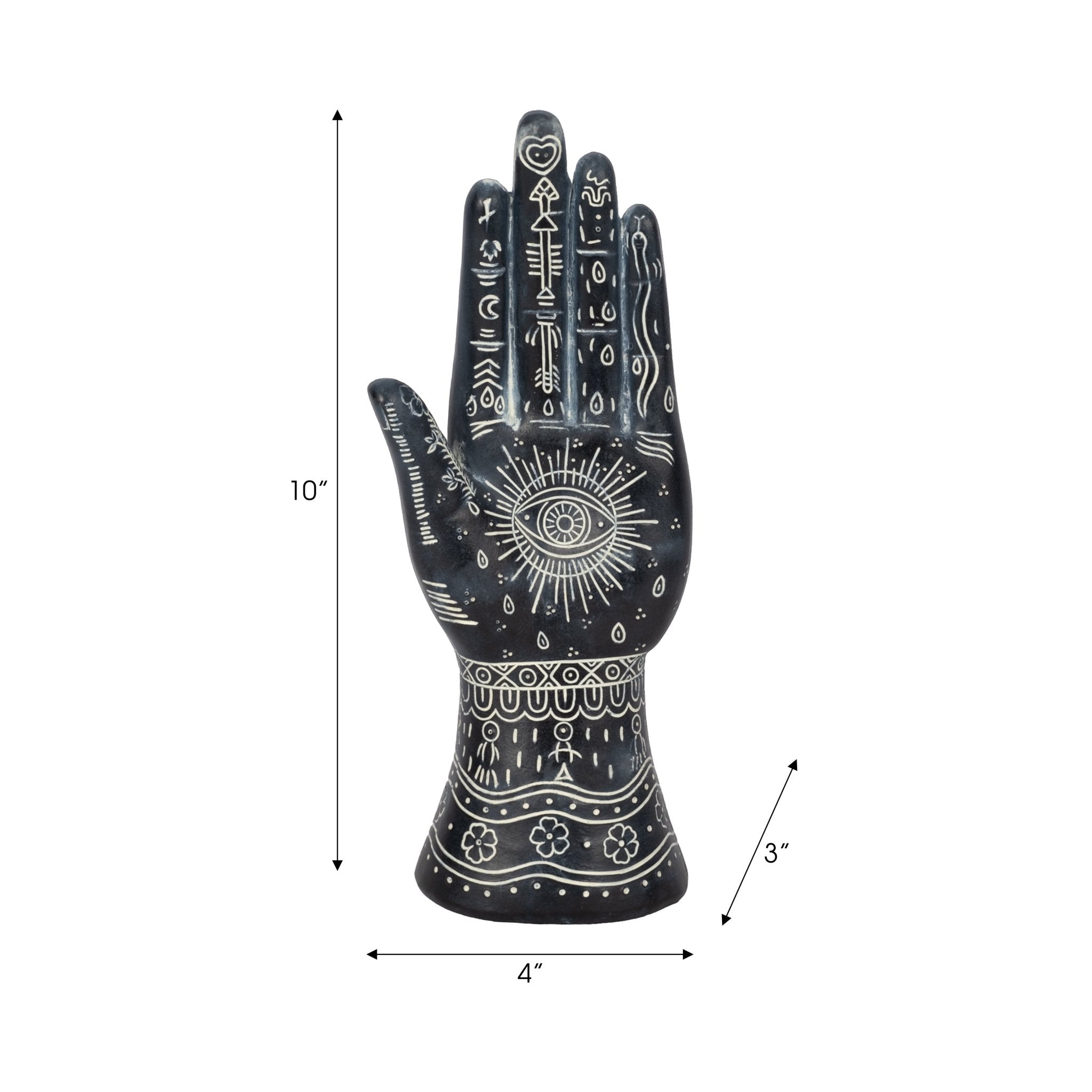 RESIN, 10" TATTOO HAND, BLACK | Sagebrook Home