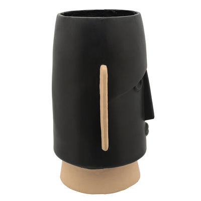 RESIN 10"DIA COMIC FACE PLANTER, BLACK - Al Rugaib Furniture