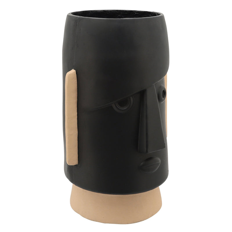 RESIN 10"DIA COMIC FACE PLANTER, BLACK - Al Rugaib Furniture