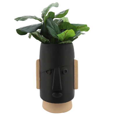 RESIN 10"DIA COMIC FACE PLANTER, BLACK - Al Rugaib Furniture